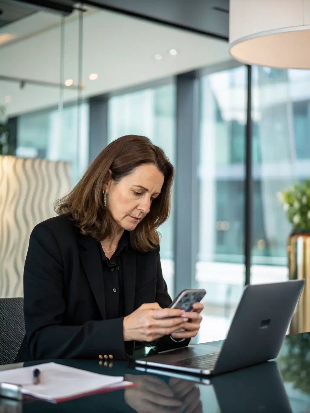 A focused professional receiving career advice and guidance from a mentor in a co-working space, representing career development mentoring.